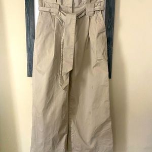 Tie waist tan trouser pants
